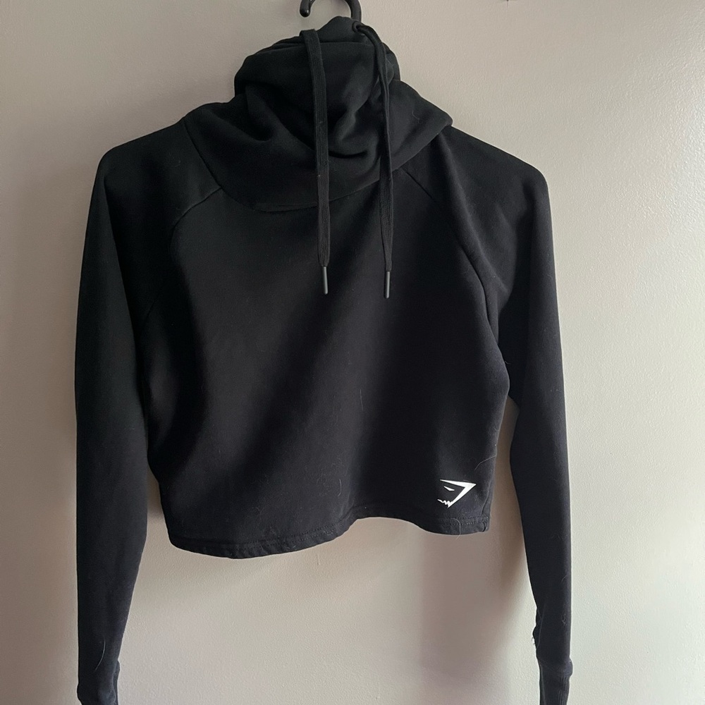 Womens gym shark turtle neck cropped hoodie